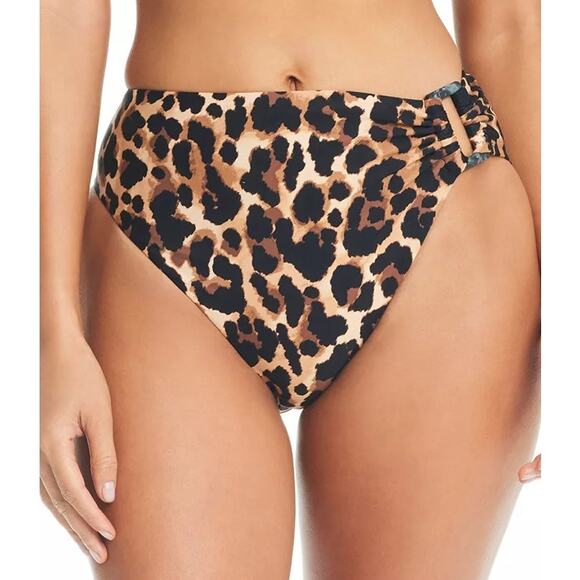 Bar III Women Night and Day Cheetah Print High Leg Swim Bikini Bottoms Size S - Picture 1 of 3
